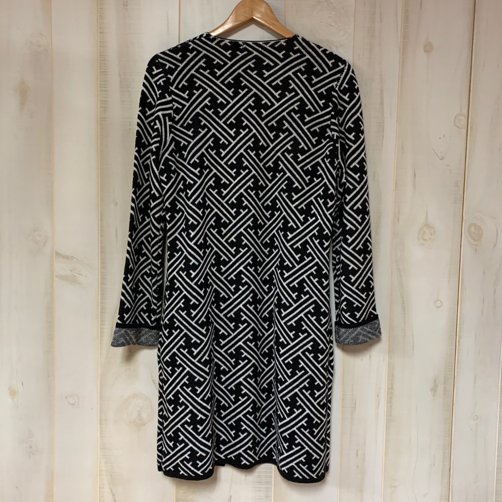 Hannah Black + White Unstructured Sweater Coat Med - Picture 3 of 5
